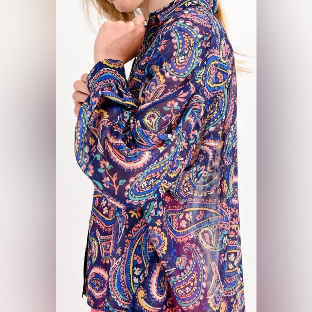 Molly Bracken Loose Paisley Shirt size M - Picture 3 of 13